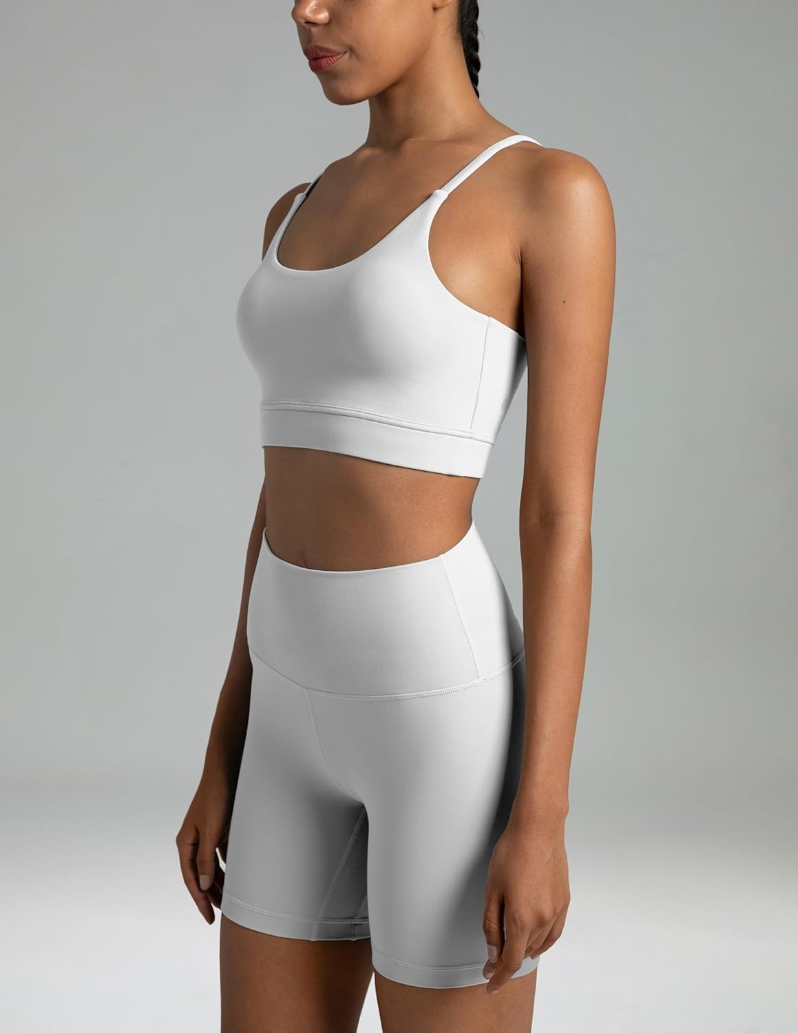 image:imageColorfulkoala Womens Dreamlux Bowknot Strappy Sports Bras Light Impact Workout Yoga TopsWhite