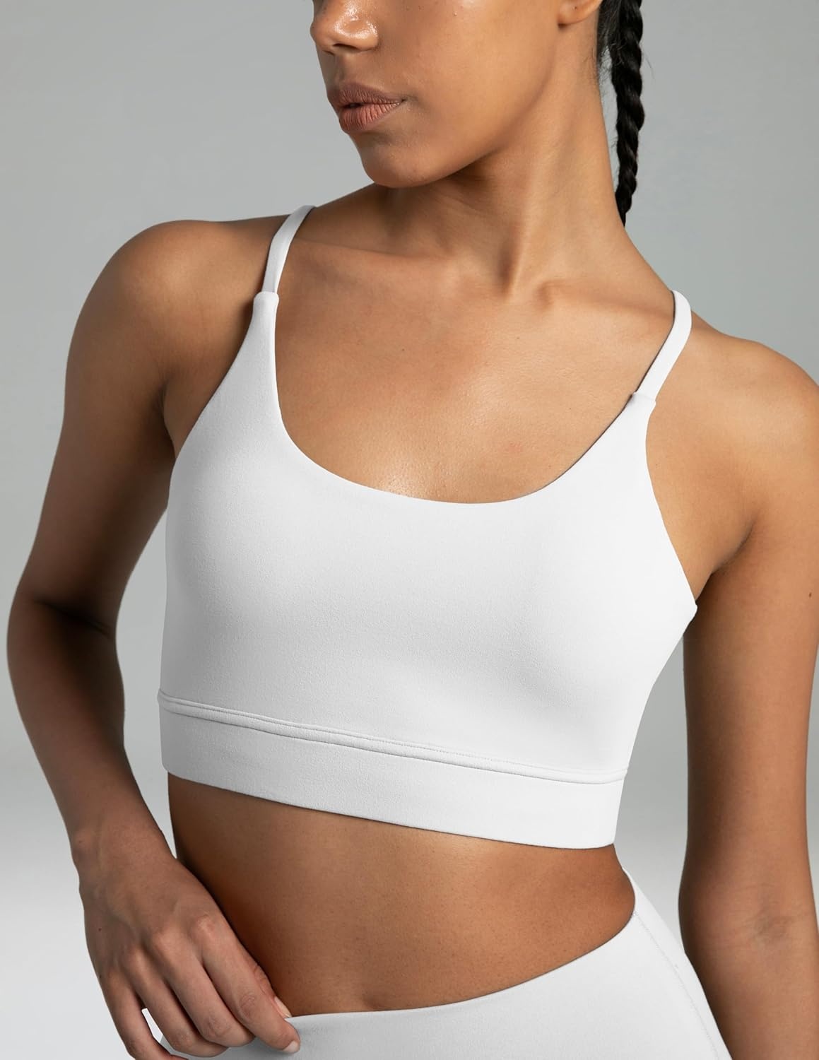 image:imageColorfulkoala Womens Dreamlux Bowknot Strappy Sports Bras Light Impact Workout Yoga TopsWhite