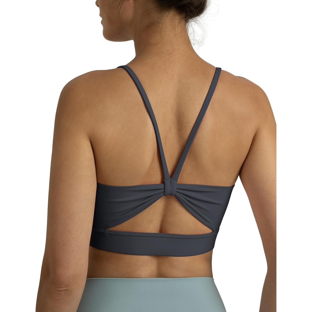 image:imageColorfulkoala Womens Dreamlux Bowknot Strappy Sports Bras Light Impact Workout Yoga TopsBlue Ink
