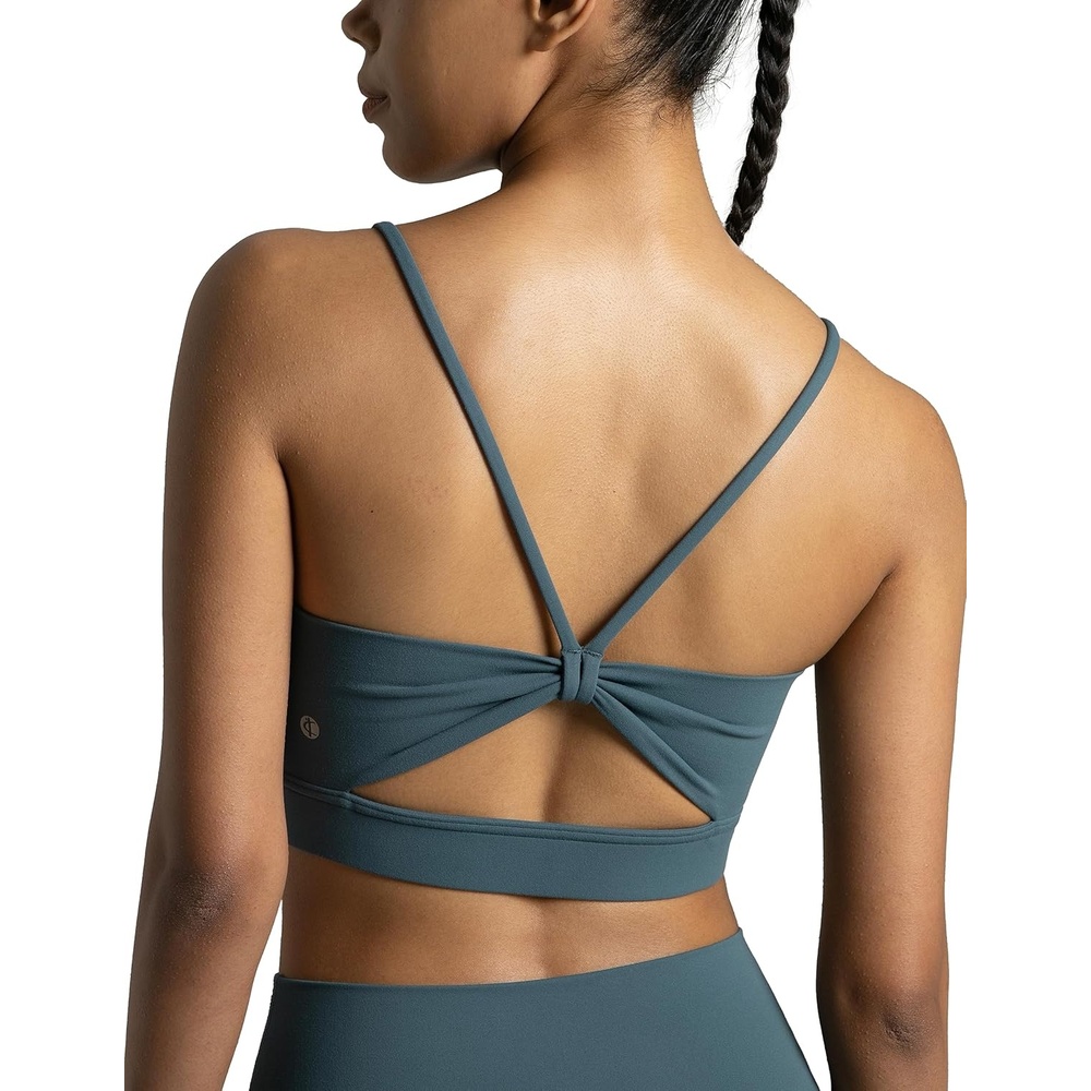 image:imageColorfulkoala Womens Dreamlux Bowknot Strappy Sports Bras Light Impact Workout Yoga TopsDark Jasper