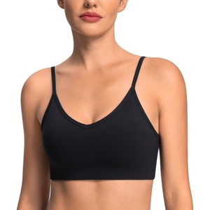 image:imageColorfulkoala Dreamlux Adjustable Spaghetti Strap Sports Bras for Women VNeck Padded Crisscross Back Workout Yoga TopsBlack