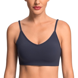 image:imageColorfulkoala Dreamlux Adjustable Spaghetti Strap Sports Bras for Women VNeck Padded Crisscross Back Workout Yoga TopsBlue Ink