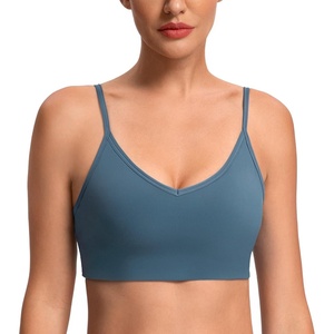image:imageColorfulkoala Dreamlux Adjustable Spaghetti Strap Sports Bras for Women VNeck Padded Crisscross Back Workout Yoga TopsDark Jasper