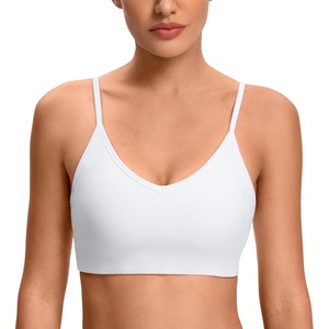 image:imageColorfulkoala Dreamlux Adjustable Spaghetti Strap Sports Bras for Women VNeck Padded Crisscross Back Workout Yoga TopsWhite