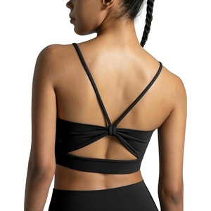 image:imageColorfulkoala Womens Dreamlux Bowknot Strappy Sports Bras Light Impact Workout Yoga TopsBlack