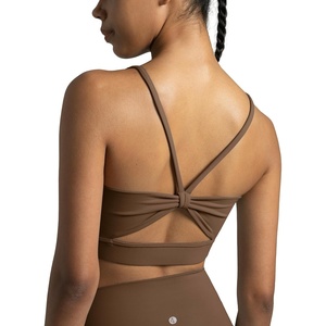 image:imageColorfulkoala Womens Dreamlux Bowknot Strappy Sports Bras Light Impact Workout Yoga TopsCocoa