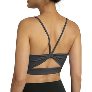 image:imageColorfulkoala Womens Dreamlux Bowknot Strappy Sports Bras Light Impact Workout Yoga TopsDark Carbon