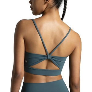 image:imageColorfulkoala Womens Dreamlux Bowknot Strappy Sports Bras Light Impact Workout Yoga TopsDark Jasper