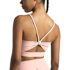 image:imageColorfulkoala Womens Dreamlux Bowknot Strappy Sports Bras Light Impact Workout Yoga TopsIcy Pink