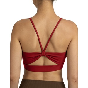 image:imageColorfulkoala Womens Dreamlux Bowknot Strappy Sports Bras Light Impact Workout Yoga TopsMerlot