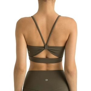 image:imageColorfulkoala Womens Dreamlux Bowknot Strappy Sports Bras Light Impact Workout Yoga TopsOlive