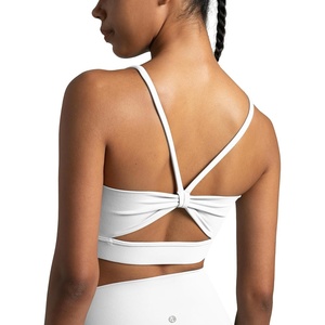 image:imageColorfulkoala Womens Dreamlux Bowknot Strappy Sports Bras Light Impact Workout Yoga TopsWhite