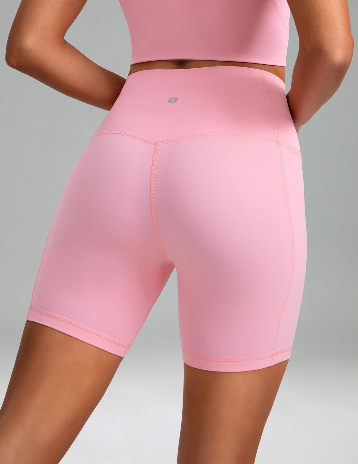 image:imageColorfulkoala Dreamlux No Front Seam High Waist Biker Shorts with Pockets for Women 6 Inseam Tummy Control Yoga ShortAlmond Blossom