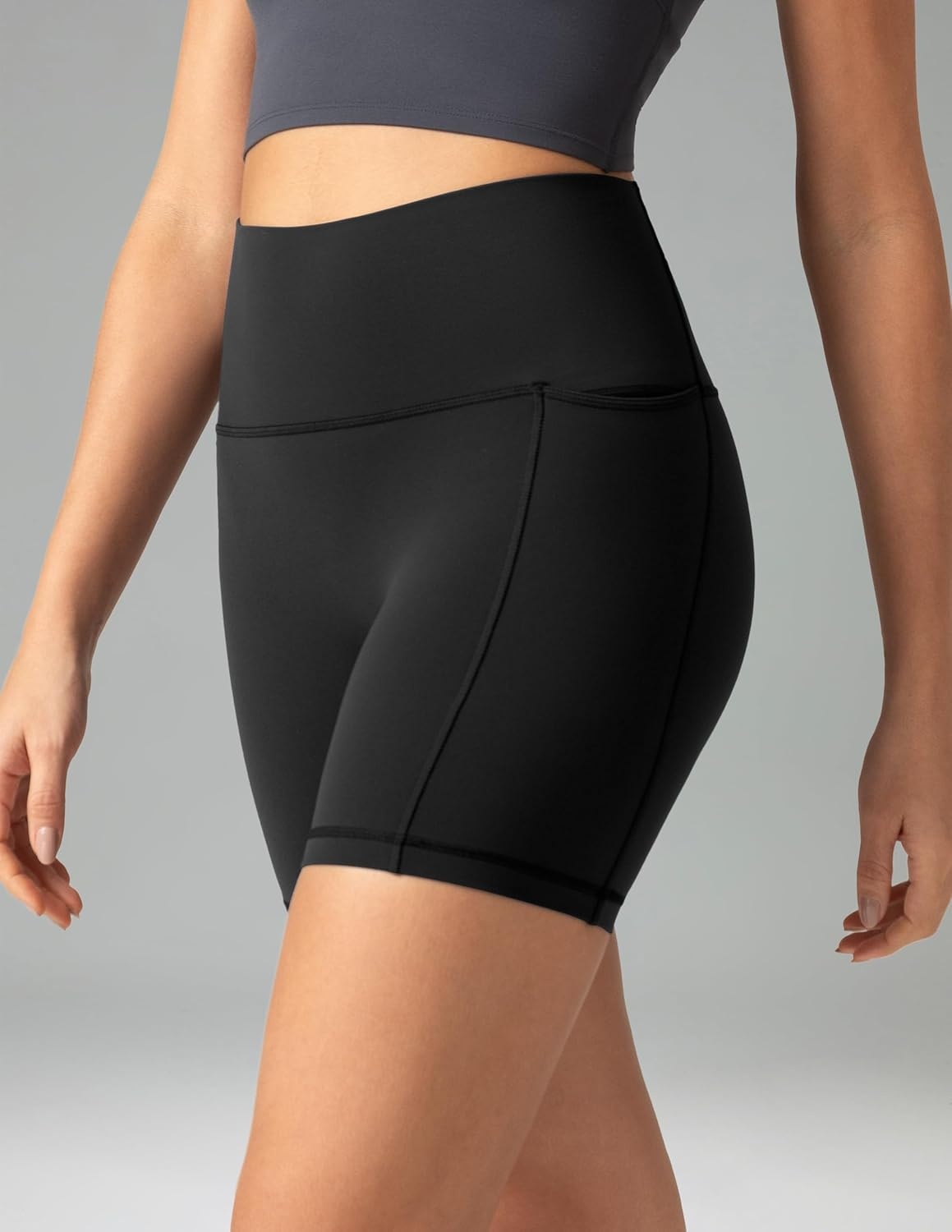 image:imageColorfulkoala Dreamlux No Front Seam High Waist Biker Shorts with Pockets for Women 6 Inseam Tummy Control Yoga ShortBlack