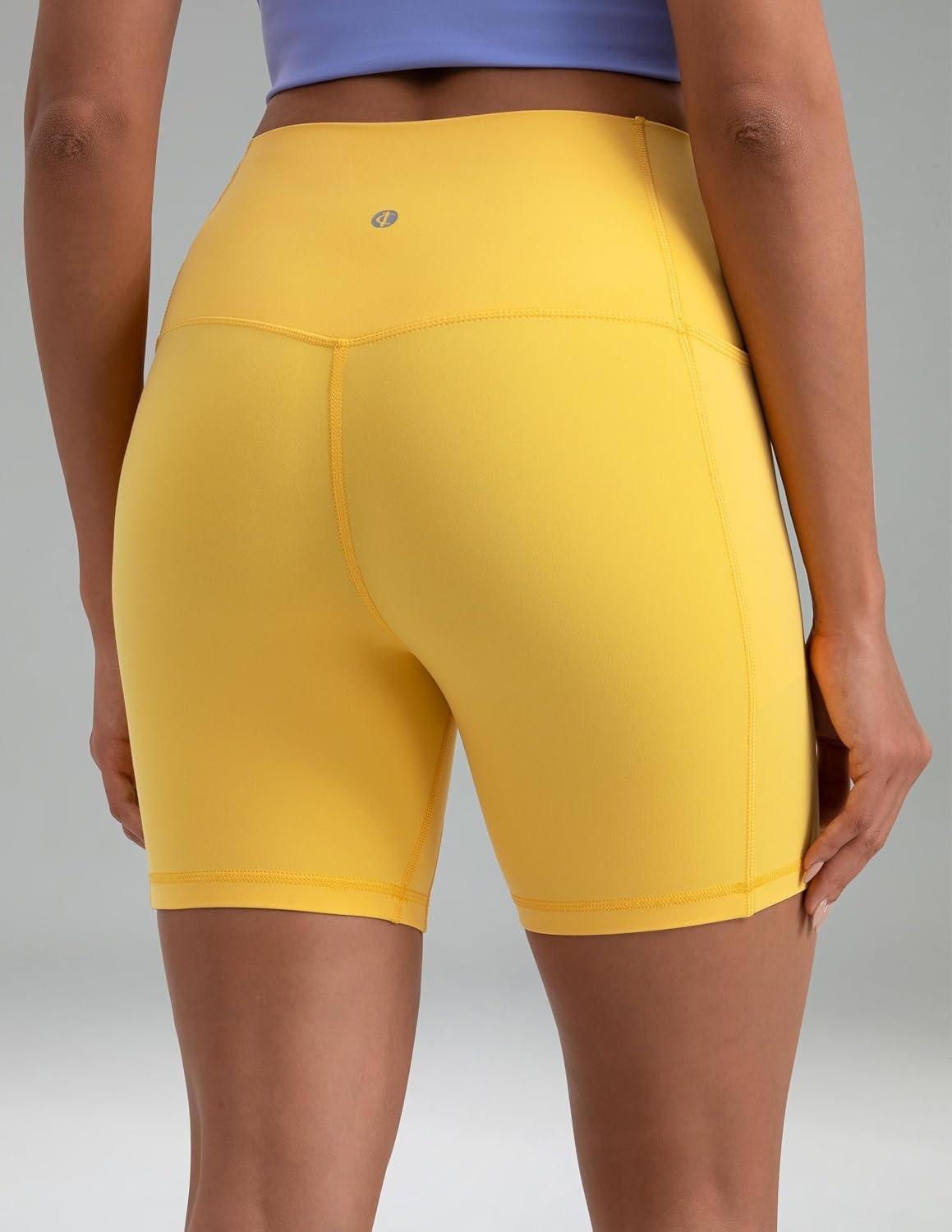 image:imageColorfulkoala Dreamlux No Front Seam High Waist Biker Shorts with Pockets for Women 6 Inseam Tummy Control Yoga ShortBlazing Yellow