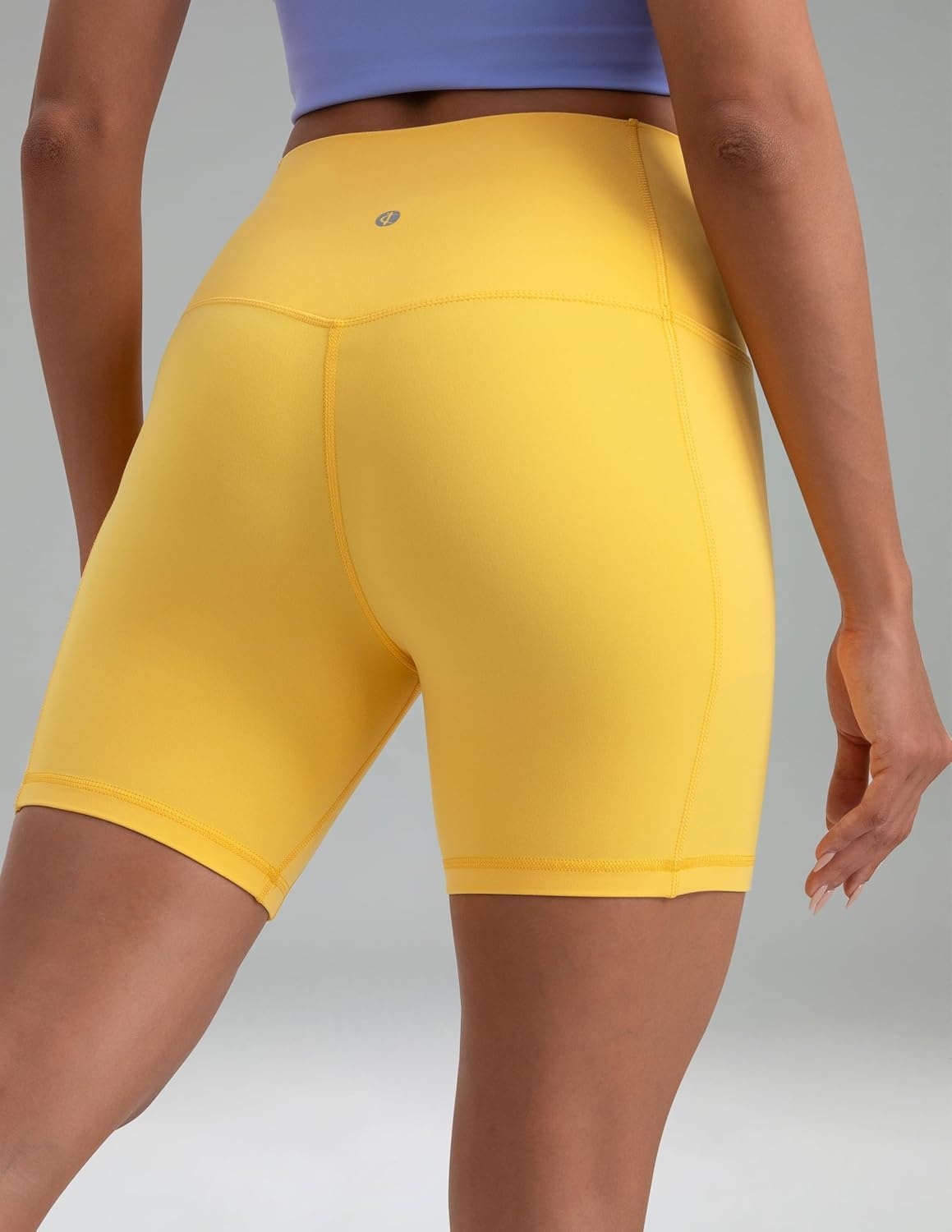 image:imageColorfulkoala Dreamlux No Front Seam High Waist Biker Shorts with Pockets for Women 6 Inseam Tummy Control Yoga ShortBlazing Yellow