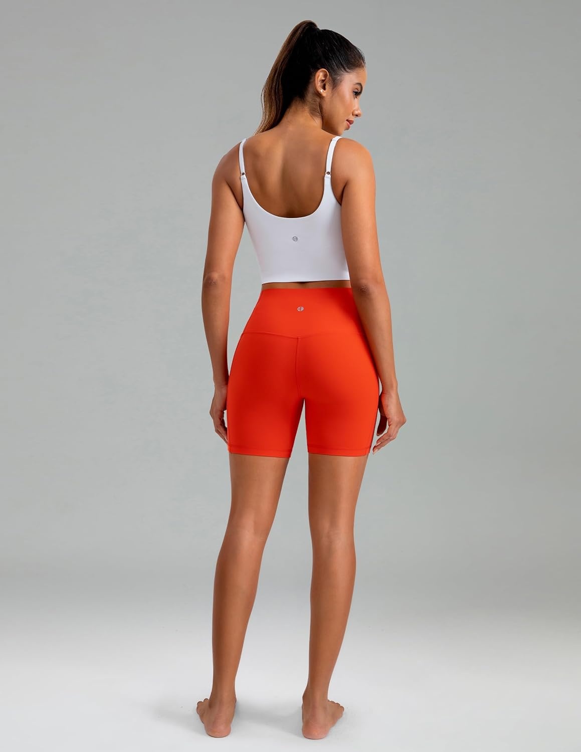 image:imageColorfulkoala Dreamlux No Front Seam High Waist Biker Shorts with Pockets for Women 6 Inseam Tummy Control Yoga ShortCherry Tomato