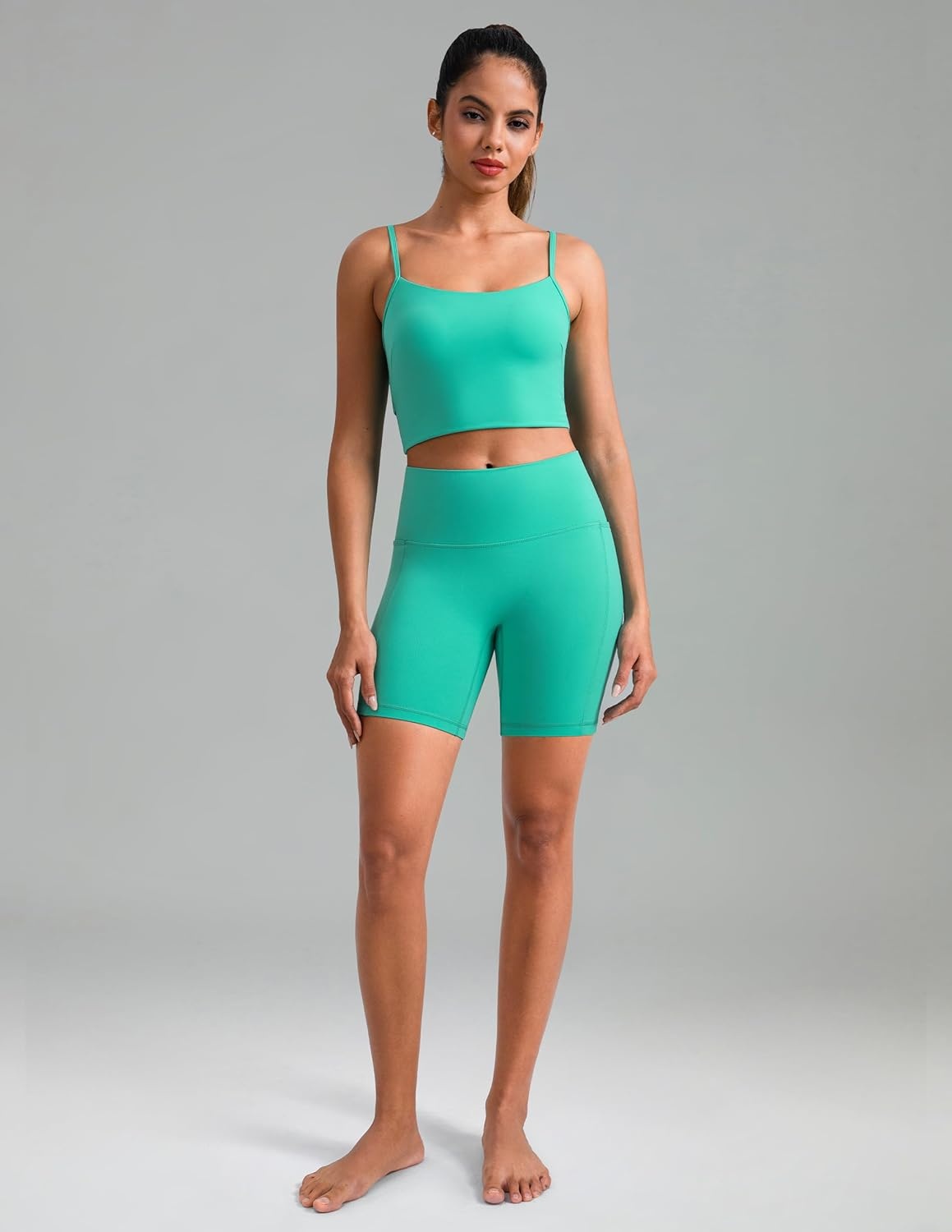 image:imageColorfulkoala Dreamlux No Front Seam High Waist Biker Shorts with Pockets for Women 6 Inseam Tummy Control Yoga ShortCockatoo