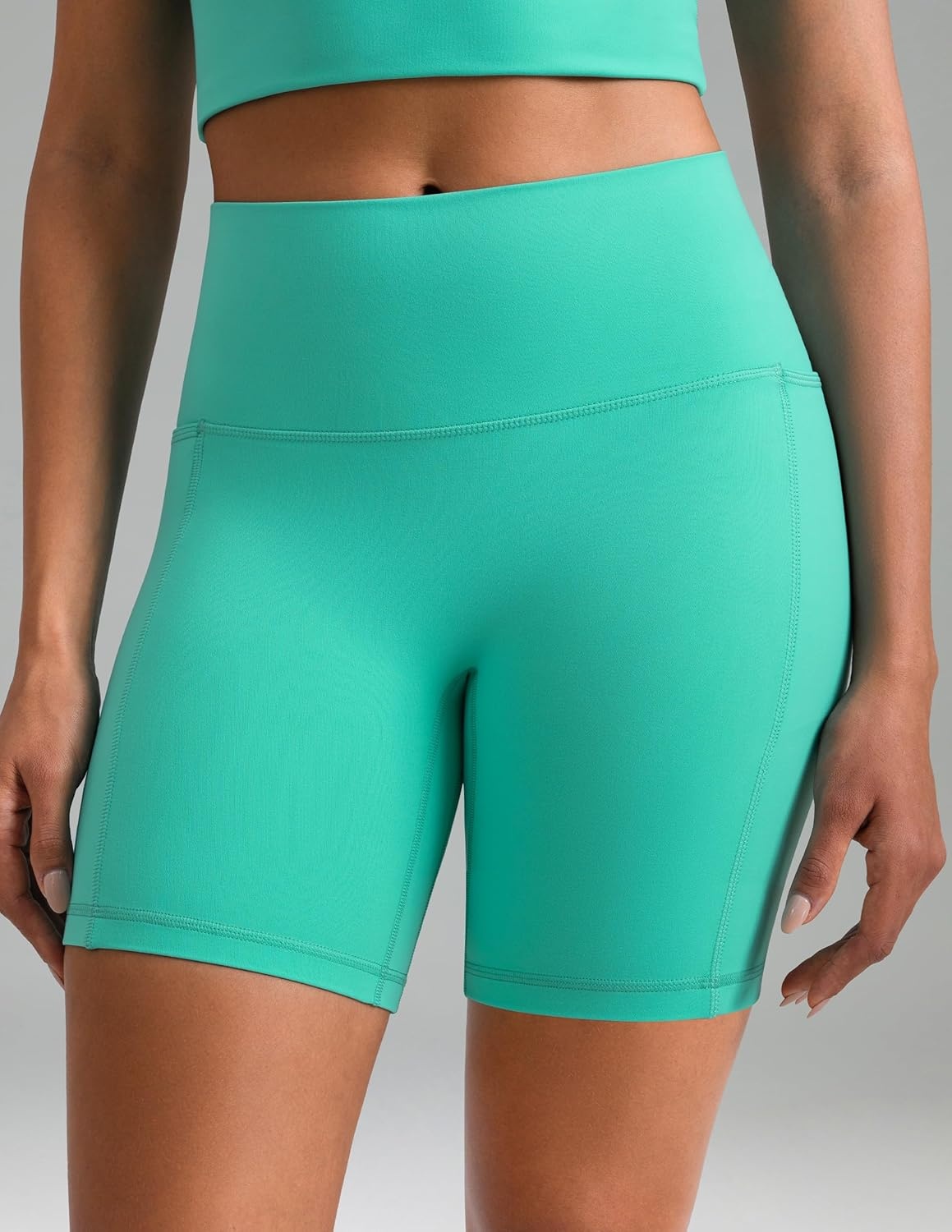 image:imageColorfulkoala Dreamlux No Front Seam High Waist Biker Shorts with Pockets for Women 6 Inseam Tummy Control Yoga ShortCockatoo