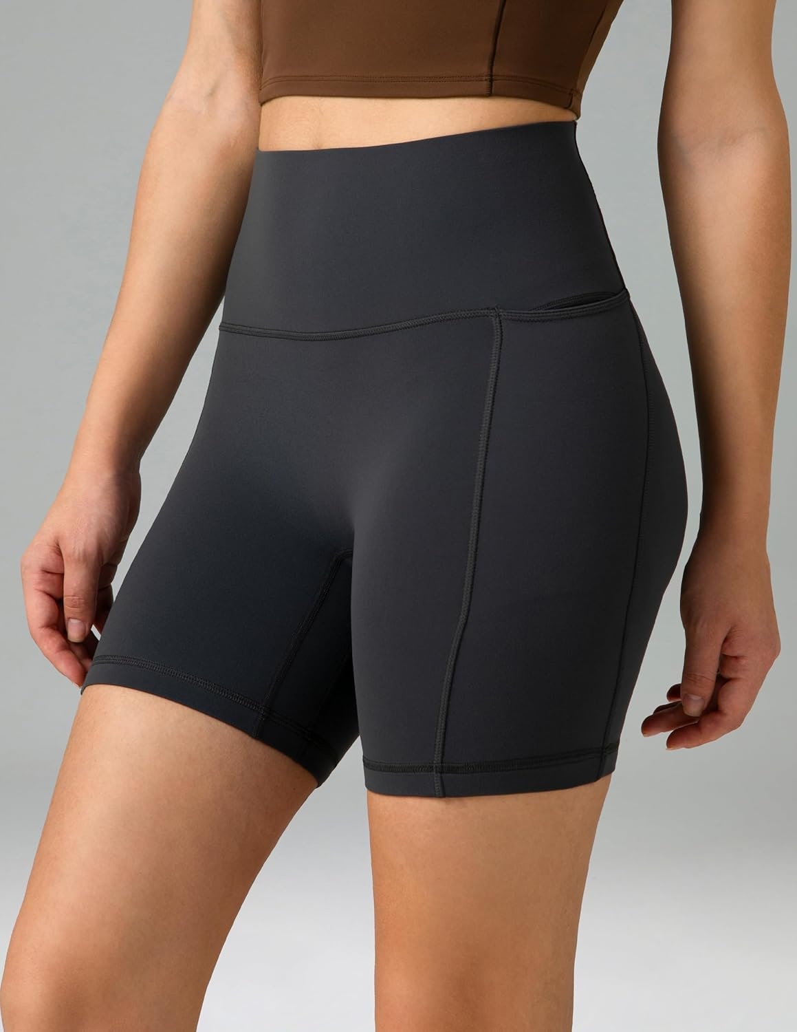 image:imageColorfulkoala Dreamlux No Front Seam High Waist Biker Shorts with Pockets for Women 6 Inseam Tummy Control Yoga ShortDark Carbon