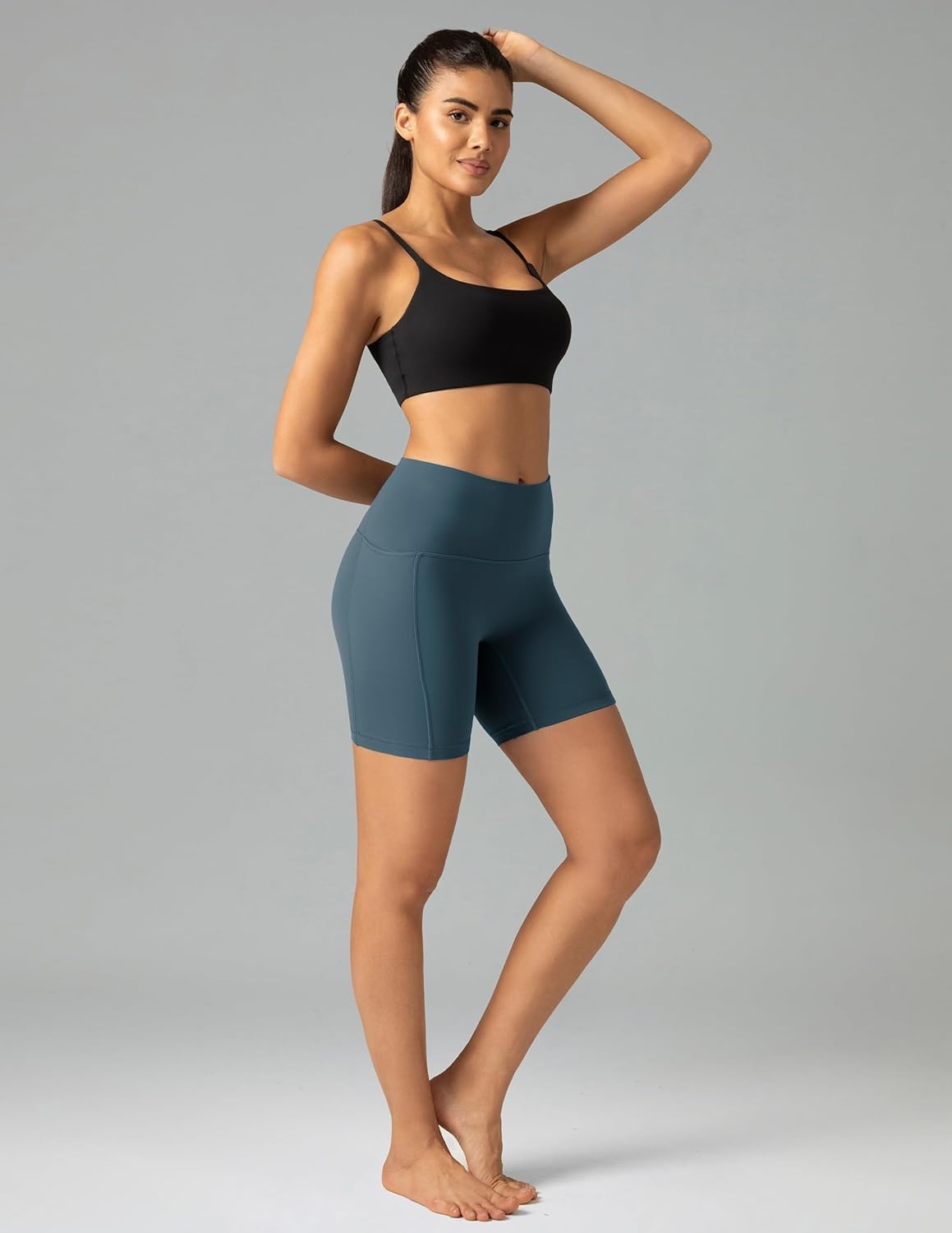image:imageColorfulkoala Dreamlux No Front Seam High Waist Biker Shorts with Pockets for Women 6 Inseam Tummy Control Yoga ShortDark Jasper