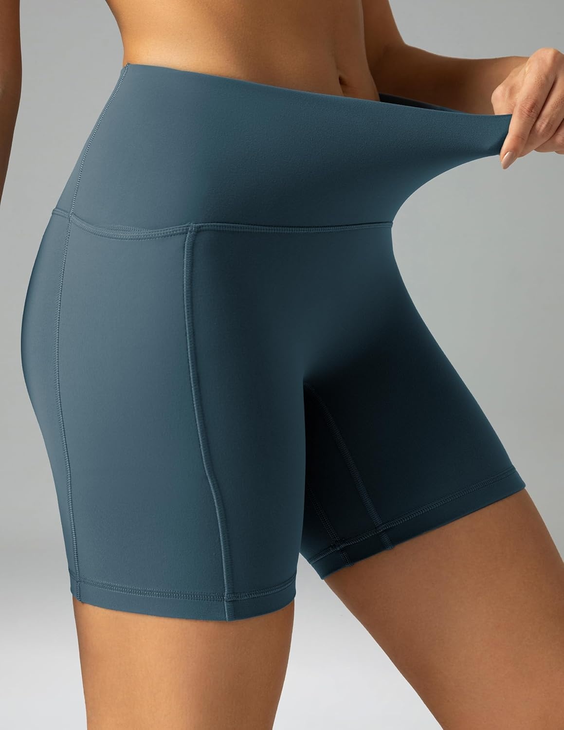 image:imageColorfulkoala Dreamlux No Front Seam High Waist Biker Shorts with Pockets for Women 6 Inseam Tummy Control Yoga ShortDark Jasper