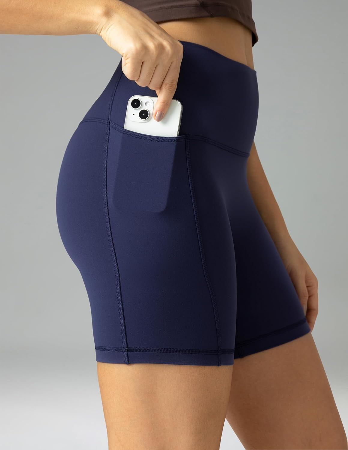 image:imageColorfulkoala Dreamlux No Front Seam High Waist Biker Shorts with Pockets for Women 6 Inseam Tummy Control Yoga ShortEclipse