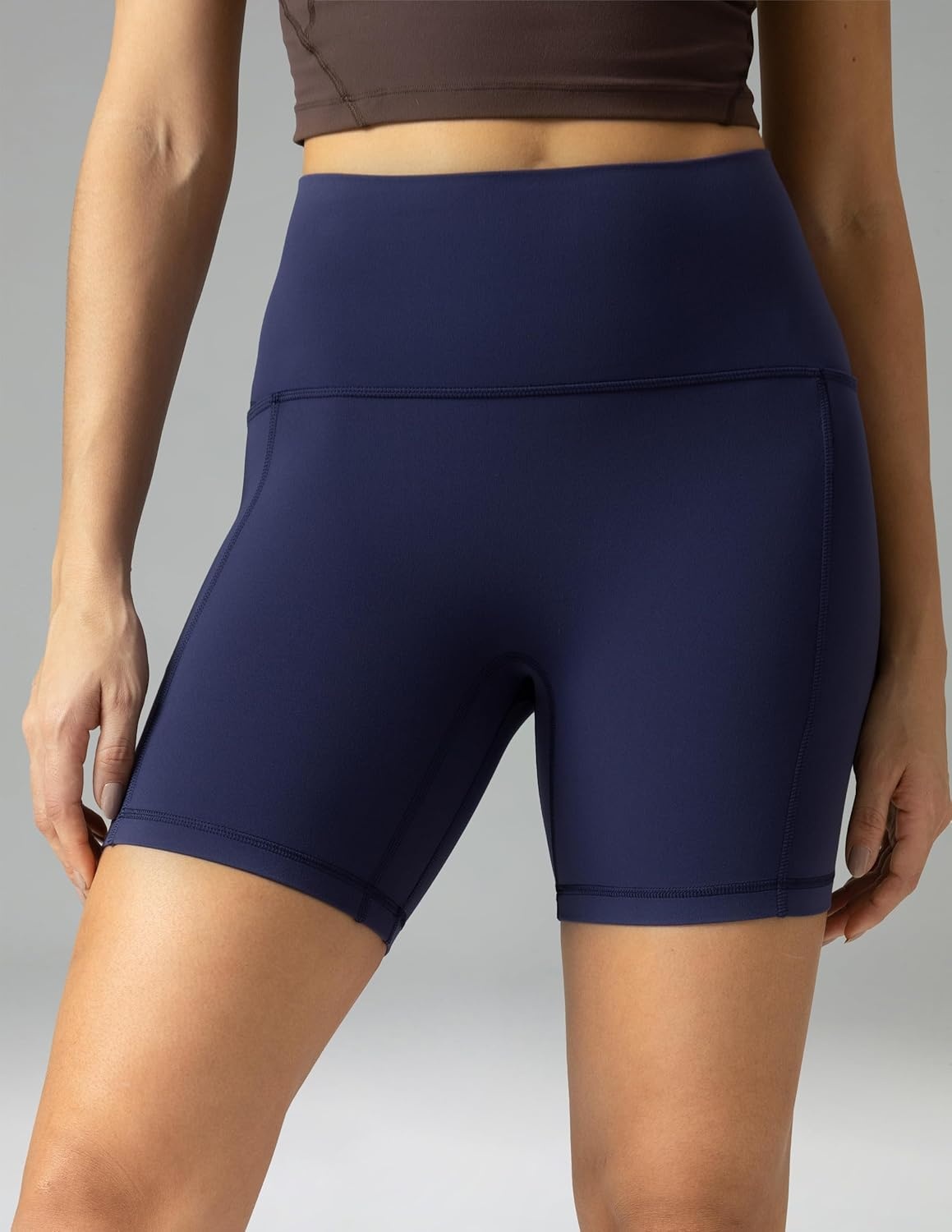 image:imageColorfulkoala Dreamlux No Front Seam High Waist Biker Shorts with Pockets for Women 6 Inseam Tummy Control Yoga ShortEclipse