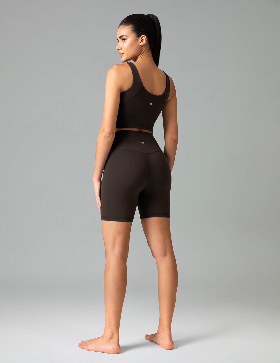 image:imageColorfulkoala Dreamlux No Front Seam High Waist Biker Shorts with Pockets for Women 6 Inseam Tummy Control Yoga ShortEspresso
