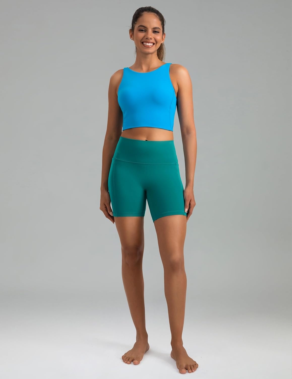 image:imageColorfulkoala Dreamlux No Front Seam High Waist Biker Shorts with Pockets for Women 6 Inseam Tummy Control Yoga ShortNavigate