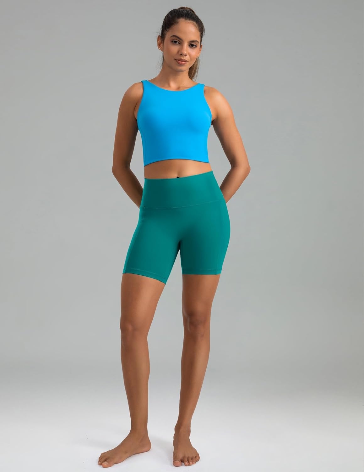 image:imageColorfulkoala Dreamlux No Front Seam High Waist Biker Shorts with Pockets for Women 6 Inseam Tummy Control Yoga ShortNavigate