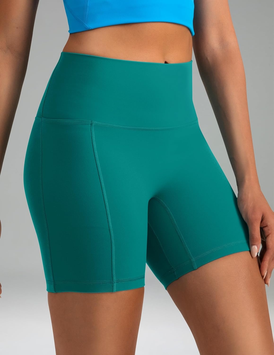image:imageColorfulkoala Dreamlux No Front Seam High Waist Biker Shorts with Pockets for Women 6 Inseam Tummy Control Yoga ShortNavigate