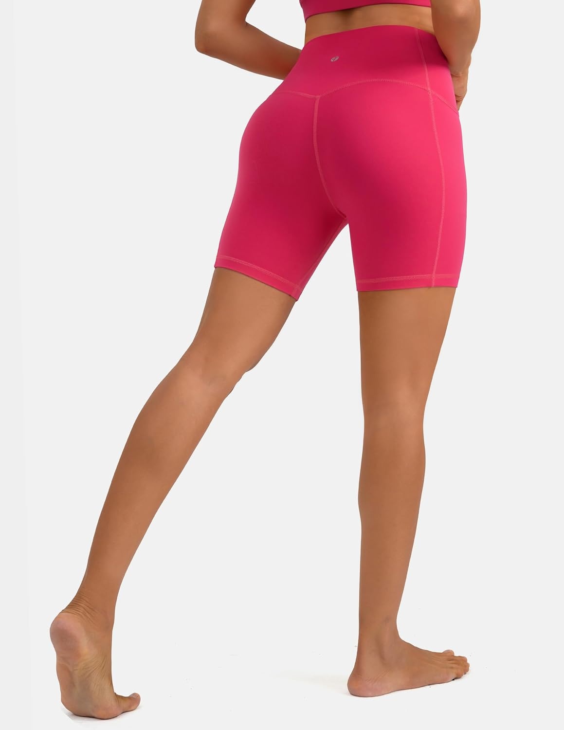 image:imageColorfulkoala Dreamlux No Front Seam High Waist Biker Shorts with Pockets for Women 6 Inseam Tummy Control Yoga ShortRaspberry