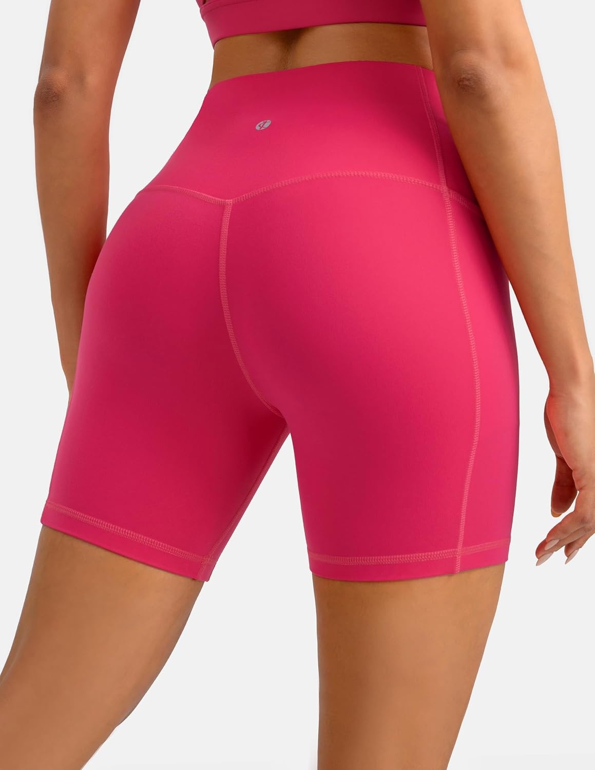 image:imageColorfulkoala Dreamlux No Front Seam High Waist Biker Shorts with Pockets for Women 6 Inseam Tummy Control Yoga ShortRaspberry