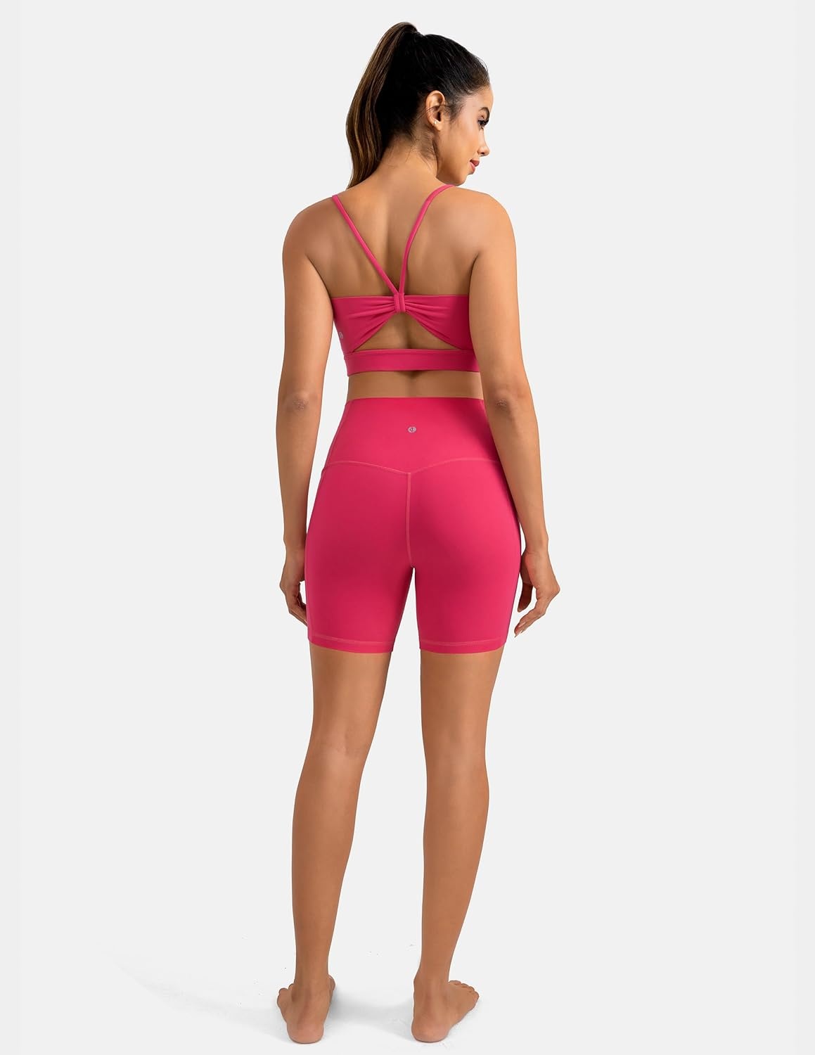 image:imageColorfulkoala Dreamlux No Front Seam High Waist Biker Shorts with Pockets for Women 6 Inseam Tummy Control Yoga ShortRaspberry