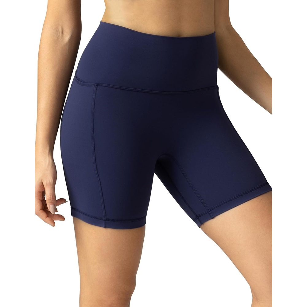image:imageColorfulkoala Dreamlux No Front Seam High Waist Biker Shorts with Pockets for Women 6 Inseam Tummy Control Yoga ShortEclipse