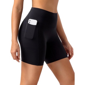 image:imageColorfulkoala Dreamlux No Front Seam High Waist Biker Shorts with Pockets for Women 6 Inseam Tummy Control Yoga ShortBlack