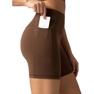 image:imageColorfulkoala Dreamlux No Front Seam High Waist Biker Shorts with Pockets for Women 6 Inseam Tummy Control Yoga ShortCocoa