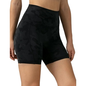 image:imageColorfulkoala Dreamlux No Front Seam High Waist Biker Shorts with Pockets for Women 6 Inseam Tummy Control Yoga ShortGrey Camouflage