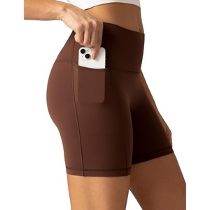 image:imageColorfulkoala Dreamlux No Front Seam High Waist Biker Shorts with Pockets for Women 6 Inseam Tummy Control Yoga ShortRoasted Chestnut