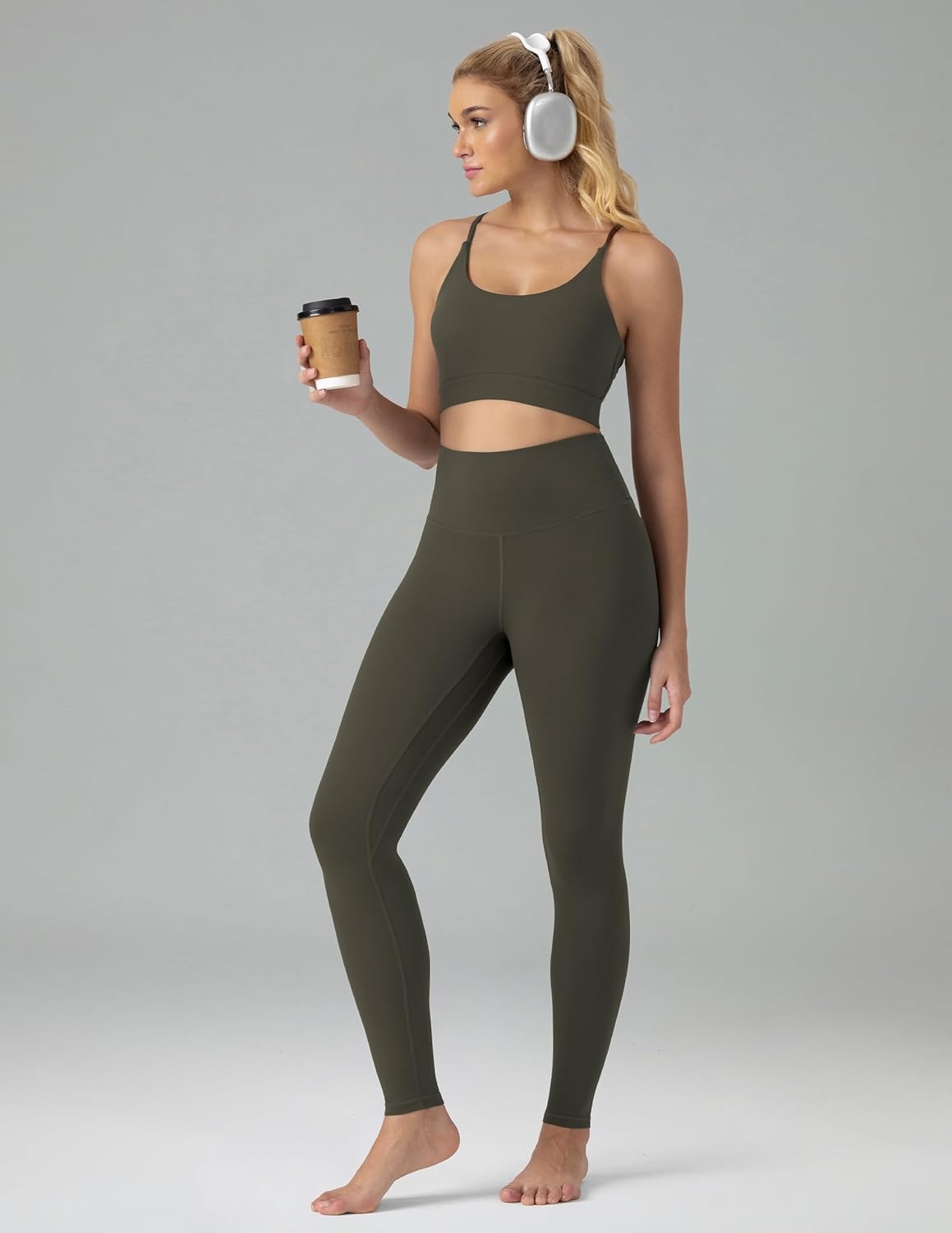 image:imageColorfulkoala Womens Buttery Soft High Waisted Yoga Pants FullLength LeggingsOlive Green
