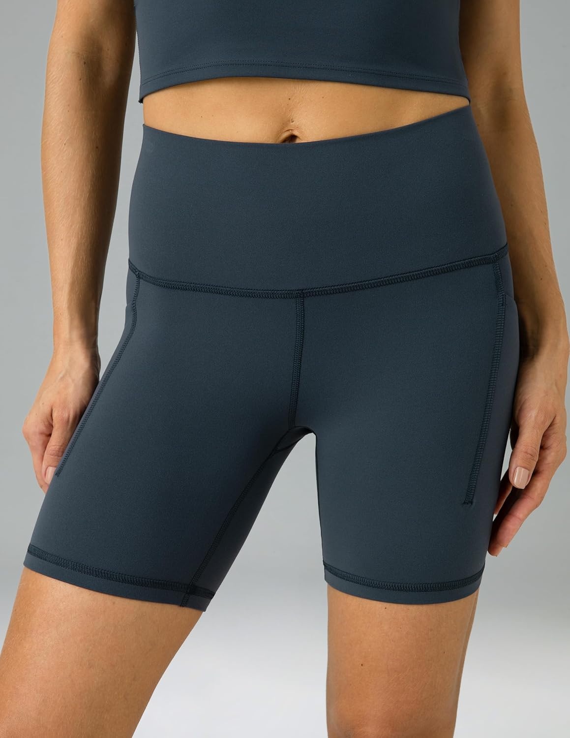 image:imageColorfulkoala Womens Dreamlux Biker Shorts with Pockets 6 Inseam High Waisted Workout Gym Yoga ShortsBlue Ink