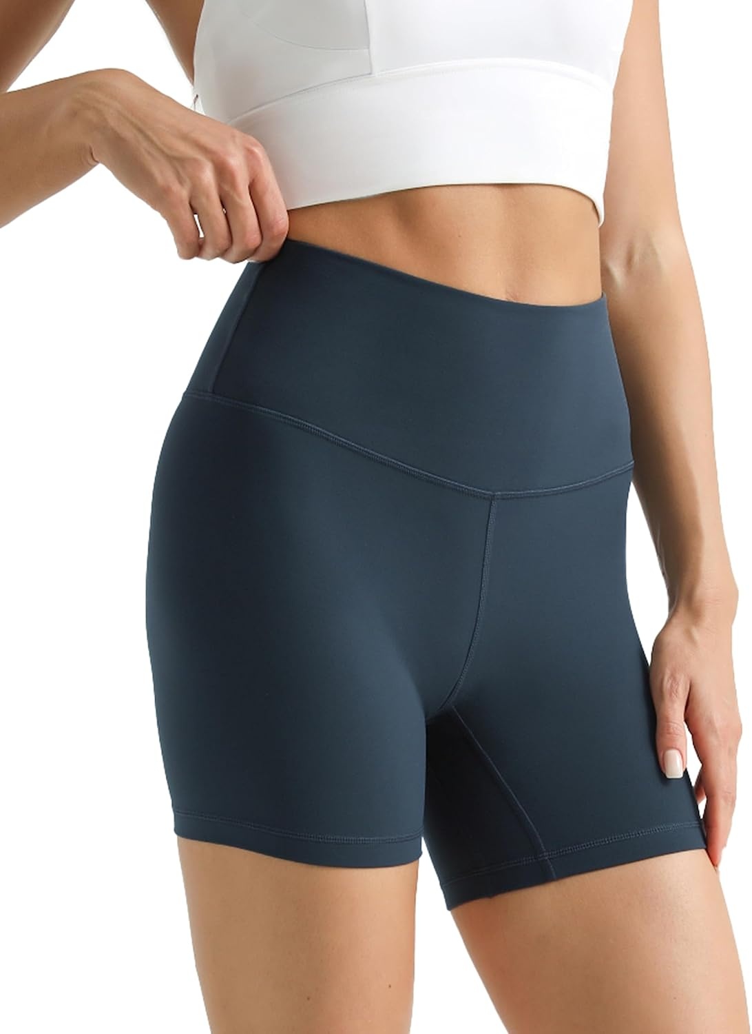 image:imageColorfulkoala Womens Dreamlux High Waisted Yoga Shorts 6 Inseam Workout TightsBlue Ink