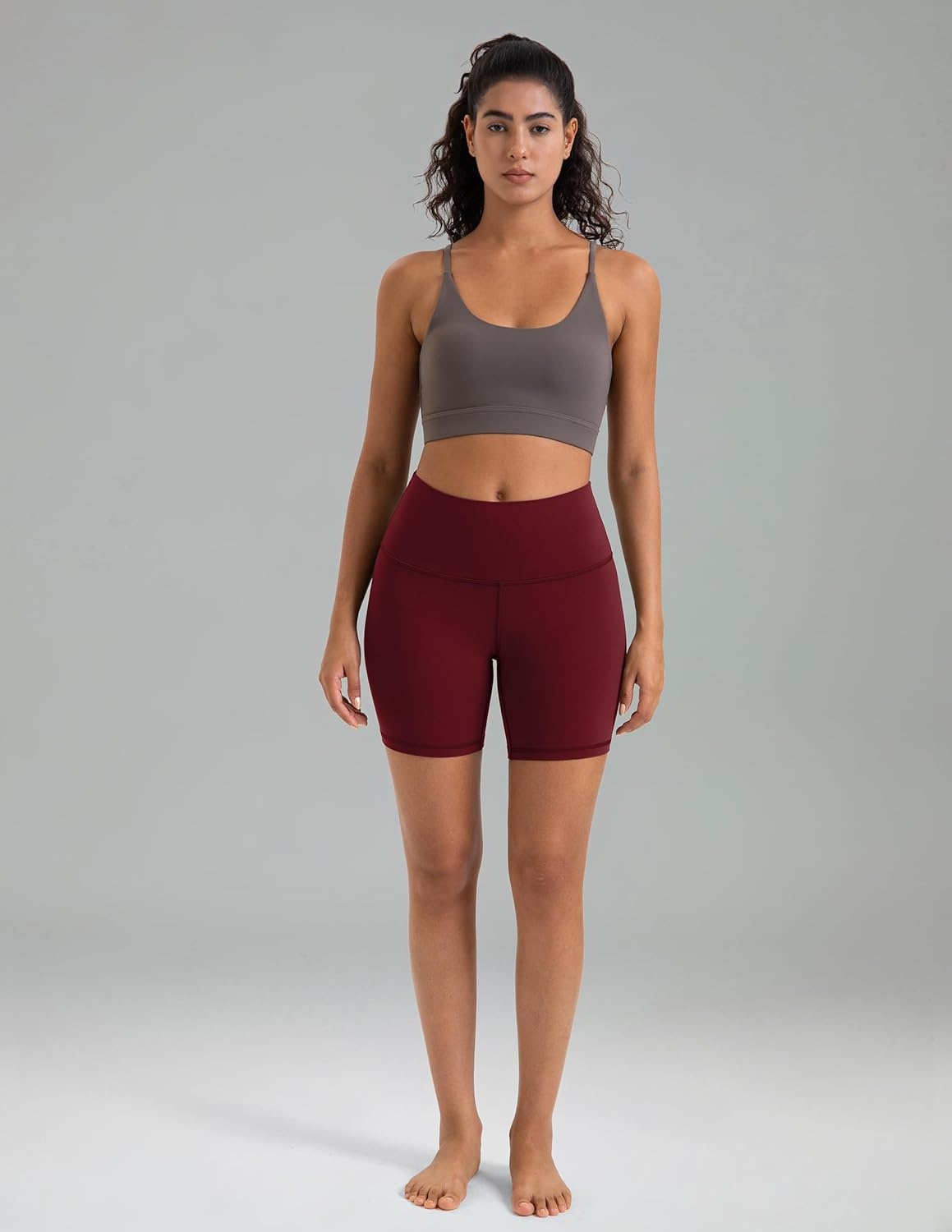 image:imageColorfulkoala Womens Dreamlux High Waisted Yoga Shorts 6 Inseam Workout TightsCabernet