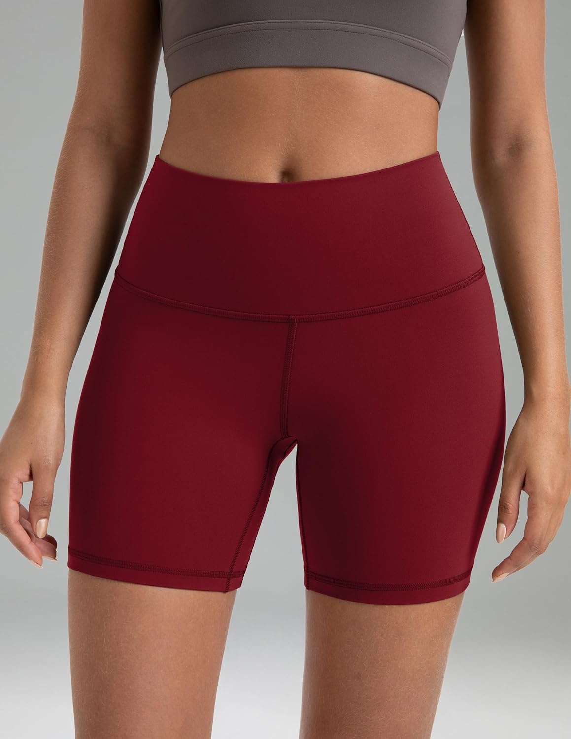 image:imageColorfulkoala Womens Dreamlux High Waisted Yoga Shorts 6 Inseam Workout TightsCabernet