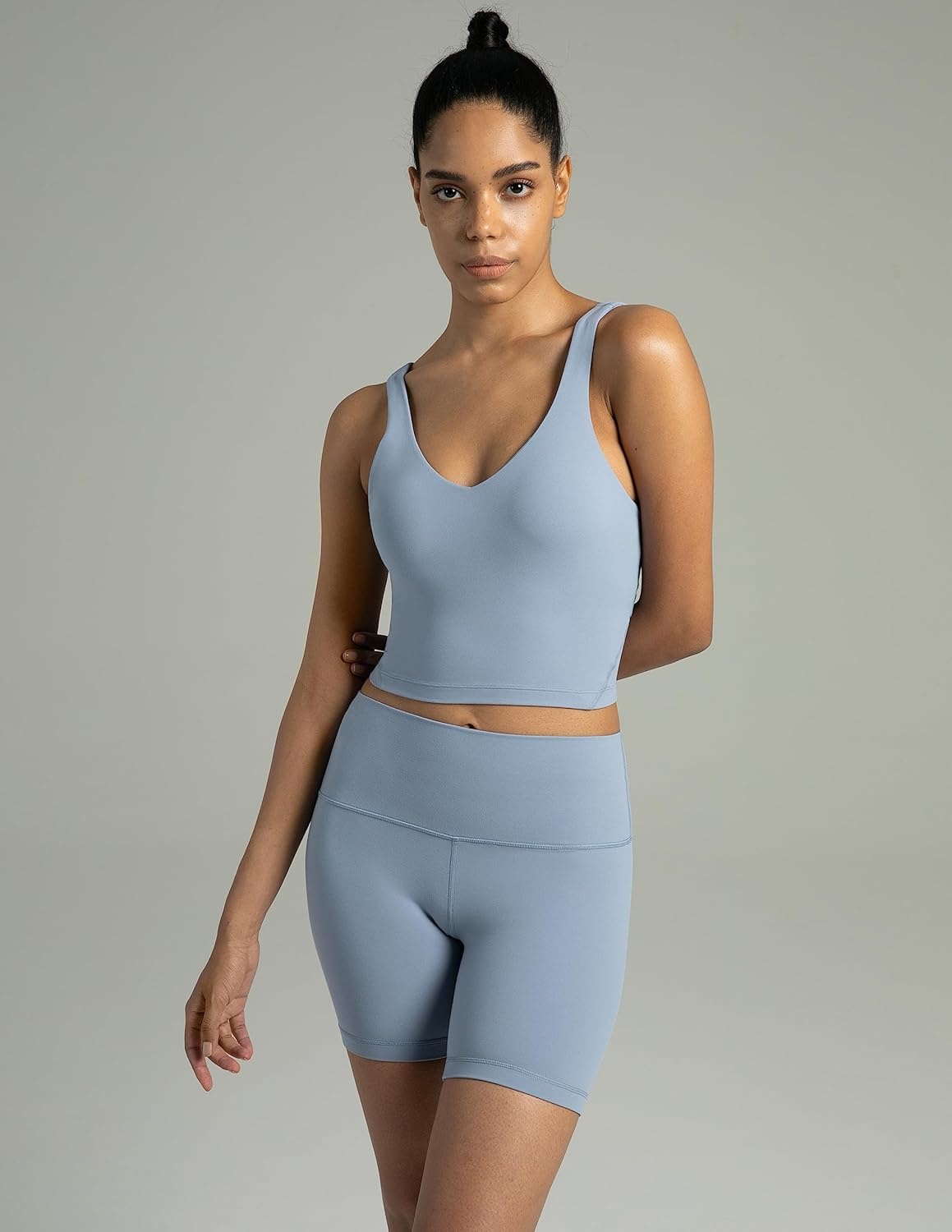 image:imageColorfulkoala Womens Dreamlux High Waisted Yoga Shorts 6 Inseam Workout TightsChambray