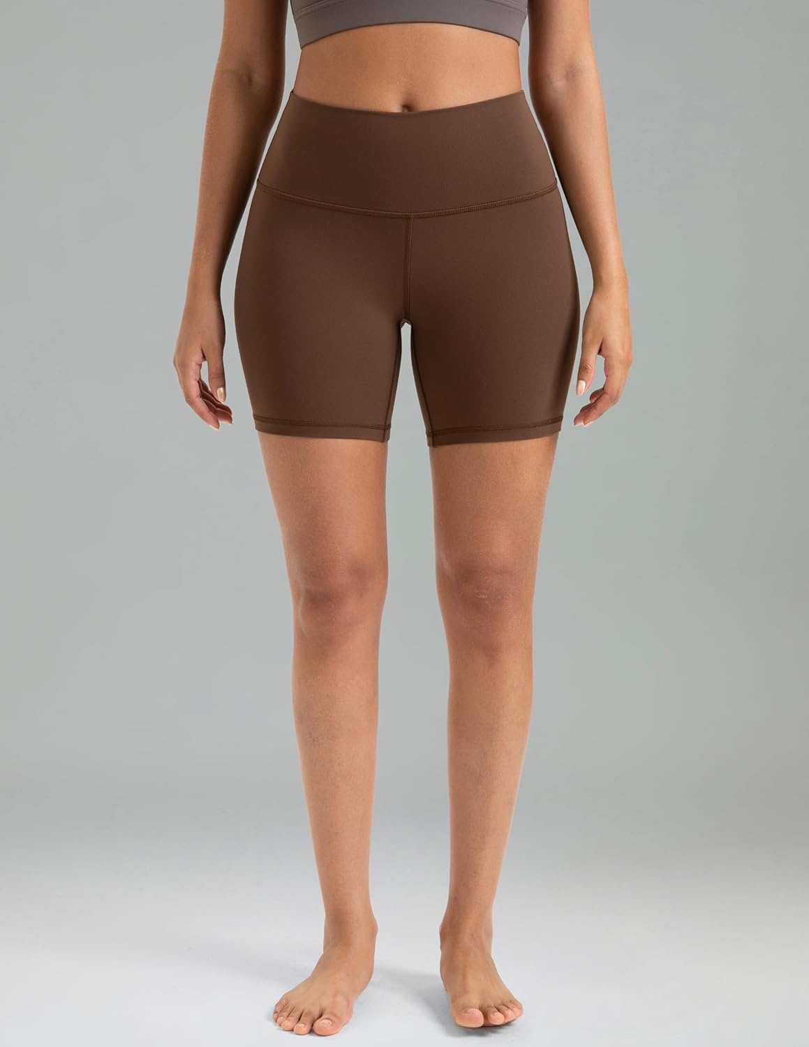 image:imageColorfulkoala Womens Dreamlux High Waisted Yoga Shorts 6 Inseam Workout TightsCocoa