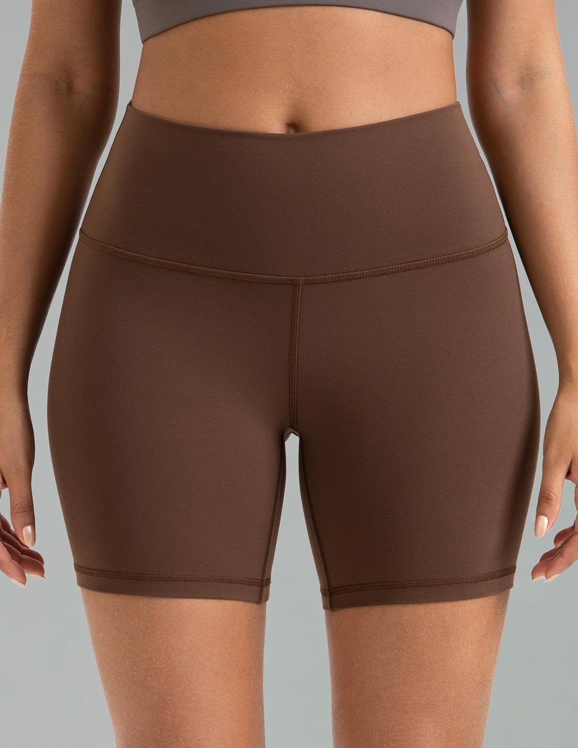 image:imageColorfulkoala Womens Dreamlux High Waisted Yoga Shorts 6 Inseam Workout TightsCocoa
