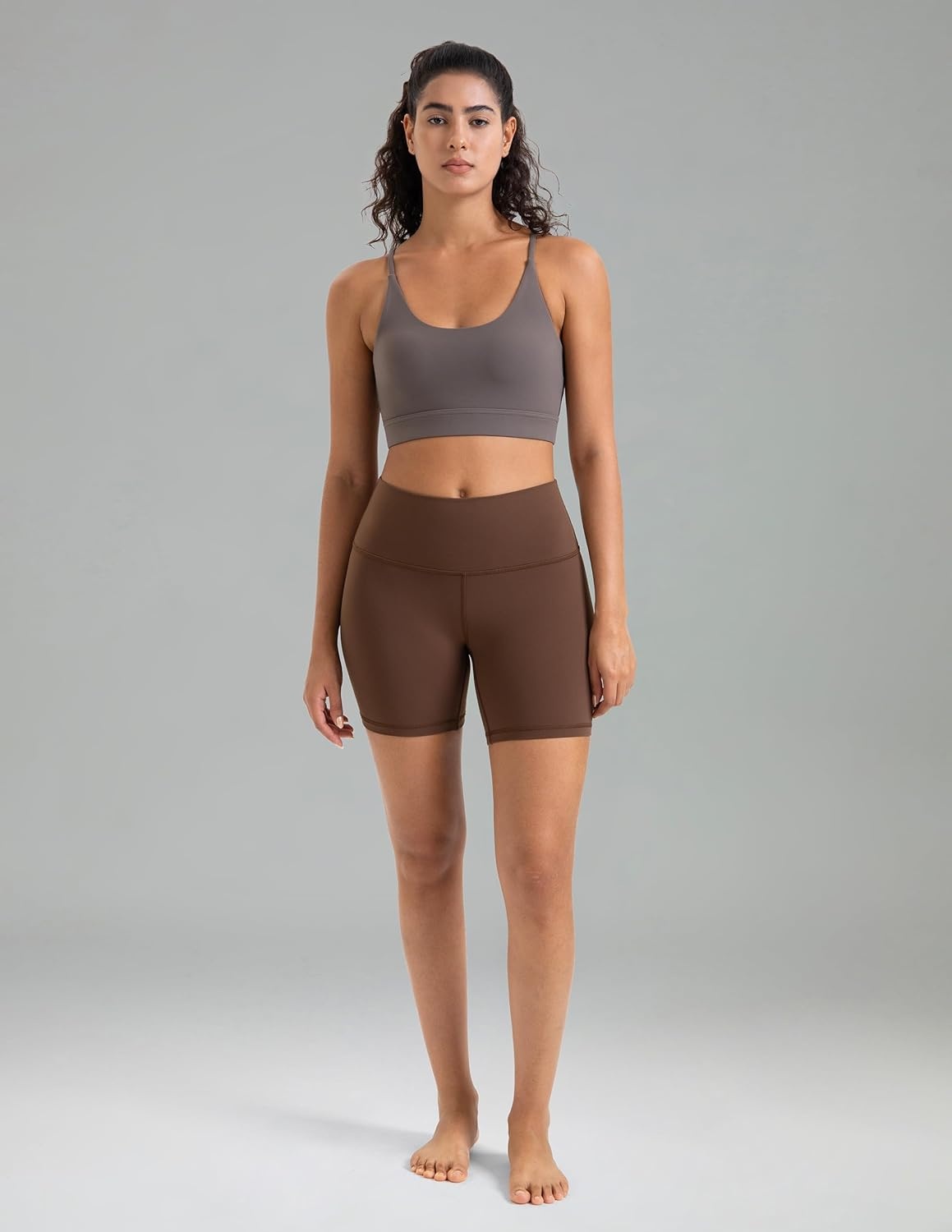 image:imageColorfulkoala Womens Dreamlux High Waisted Yoga Shorts 6 Inseam Workout TightsCocoa