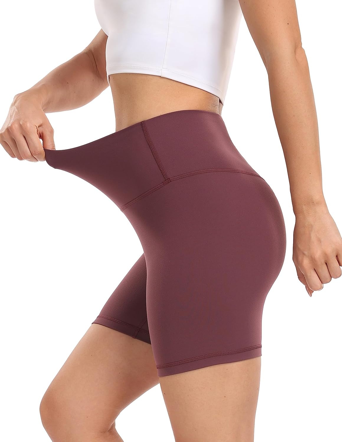 image:imageColorfulkoala Womens Dreamlux High Waisted Yoga Shorts 6 Inseam Workout TightsPlum Red